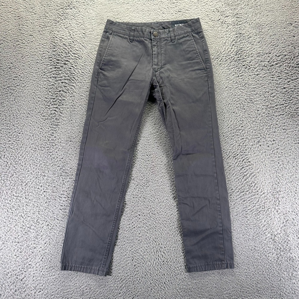 Bonobos Pant Mens 28x29 Gray Cotton Chino Straight Business Career Preppy Office